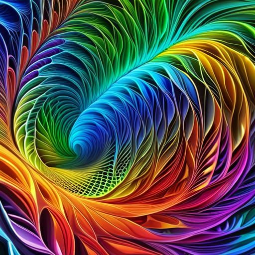 Abstract Rainbow Bubbles Fractal Pattern in 3D