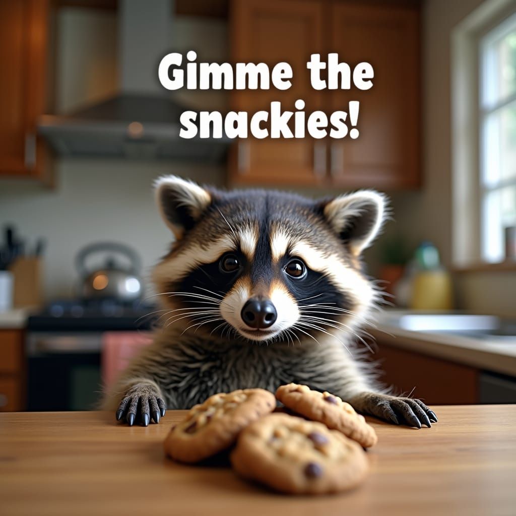 Sneaky Raccoon Reaching for Cookies