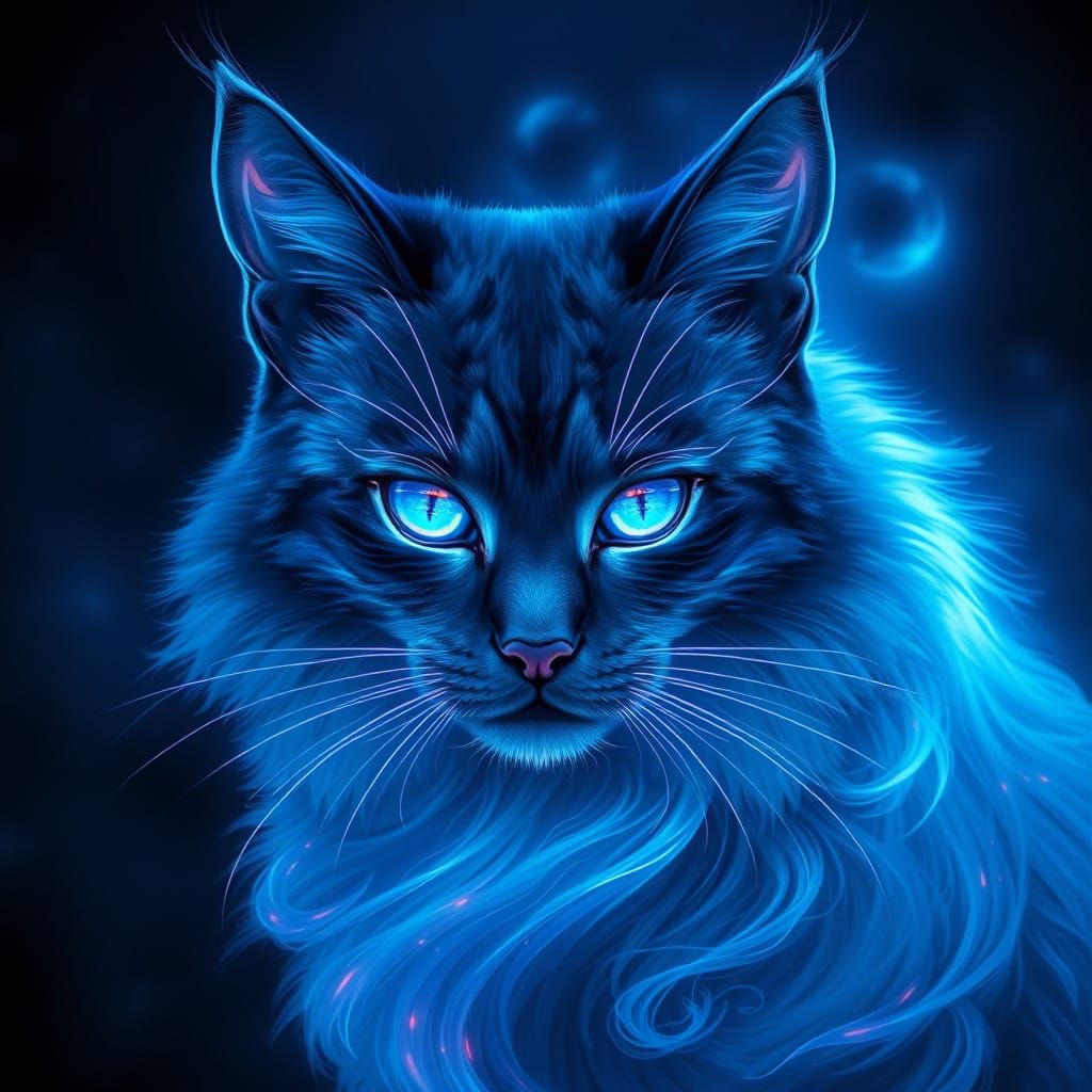 Mystical Feline Radiance in Neon Glow