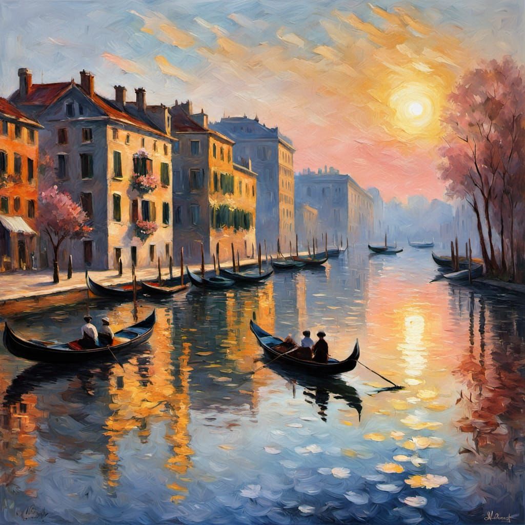 Romantic Gondola Scene in Majestic Venetian Style
