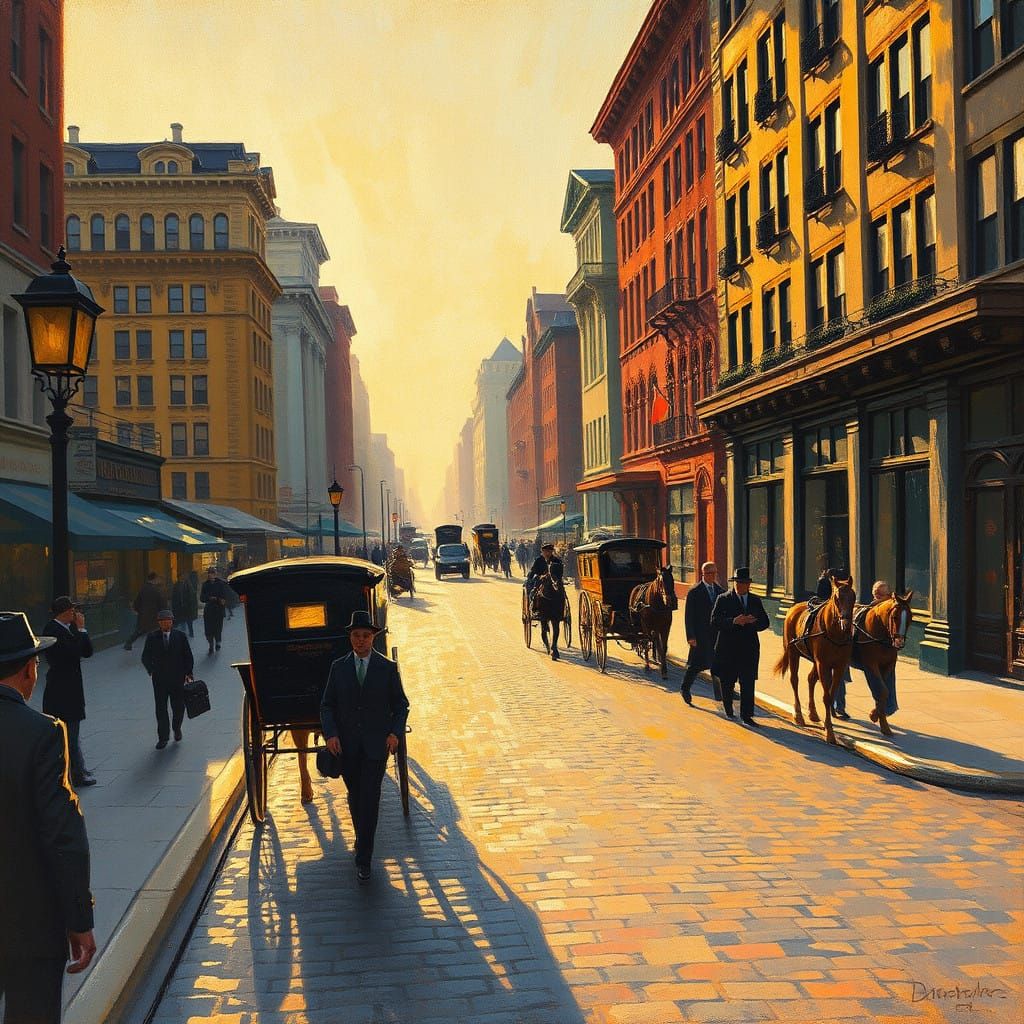 Grand Rapids city street-scene 1890’s French artist Eduard c...