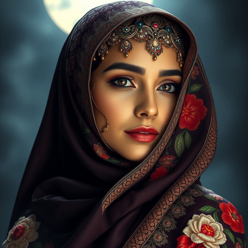 Heavenly Beauty in Ornate Hijab, Islamic and Folk Inspiratio...