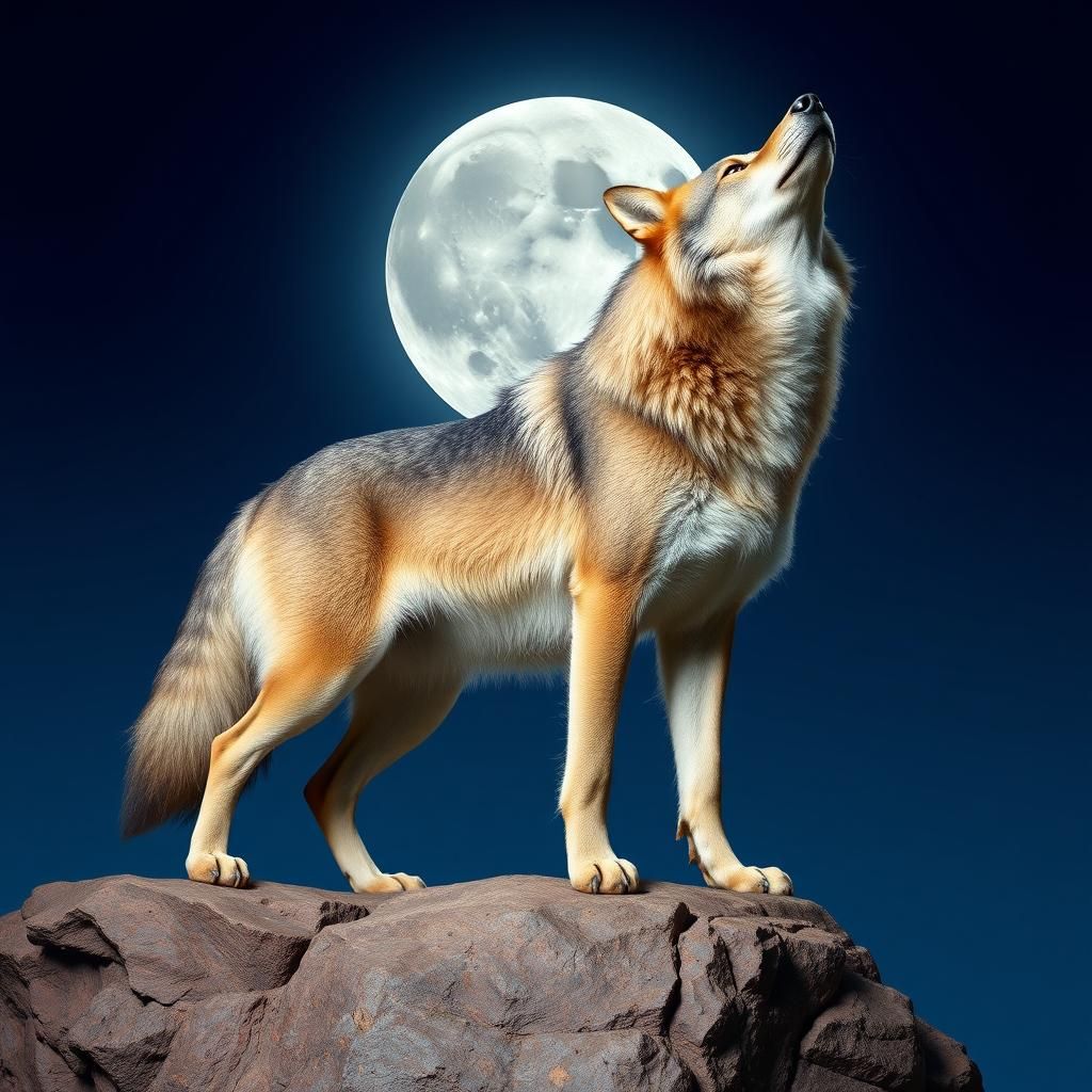Howling wolf in the moonlight