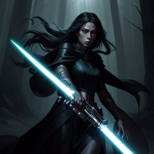 Vampire Jedi Master in Moonlit Forest Concept Art