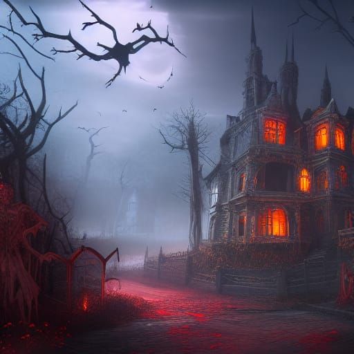 Scary Halloween: Detailed Matte Painting in Deep Color