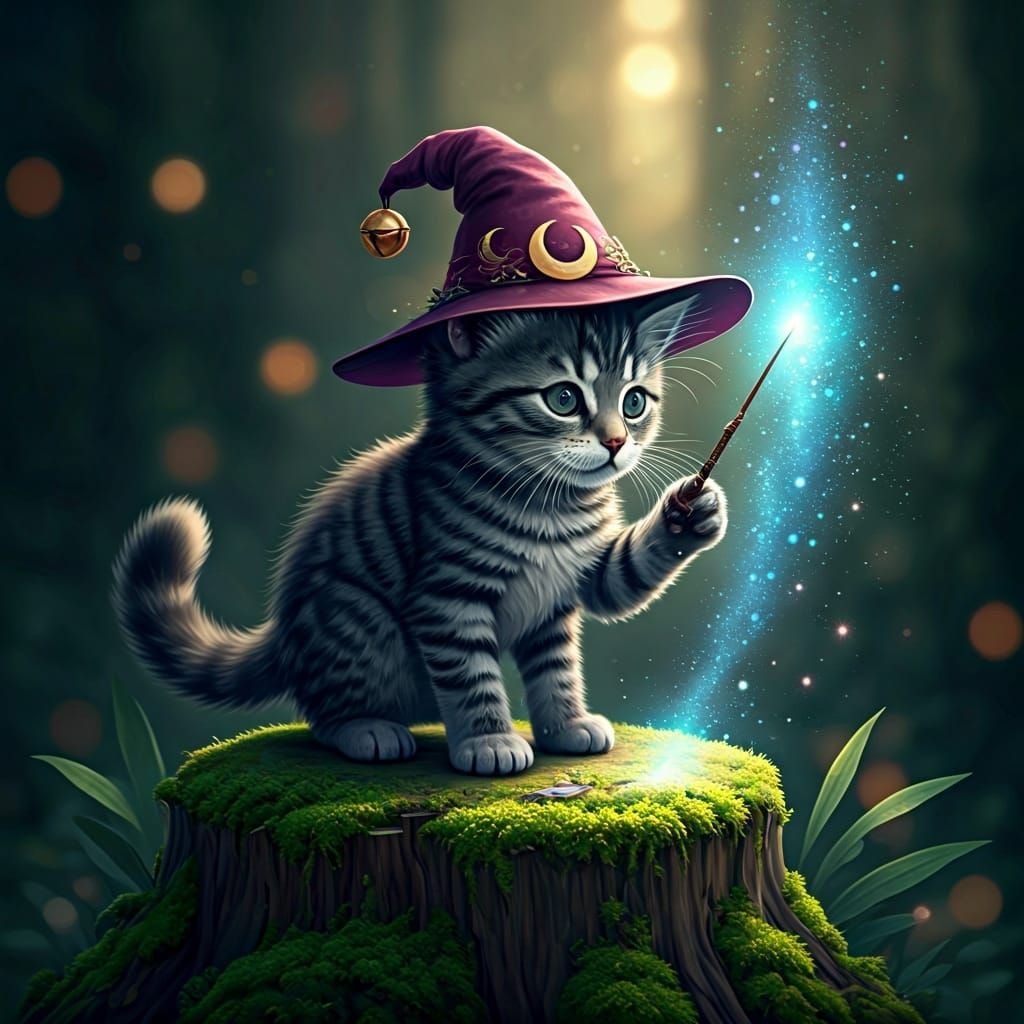 Kitten Witch Creates Rainbow Bridge with Magic
