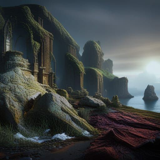 Evocative Sad Scene: Detailed Matte Painting