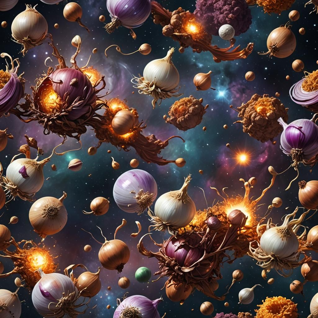 Onions and Garlics Fly Through Cosmic Galaxy