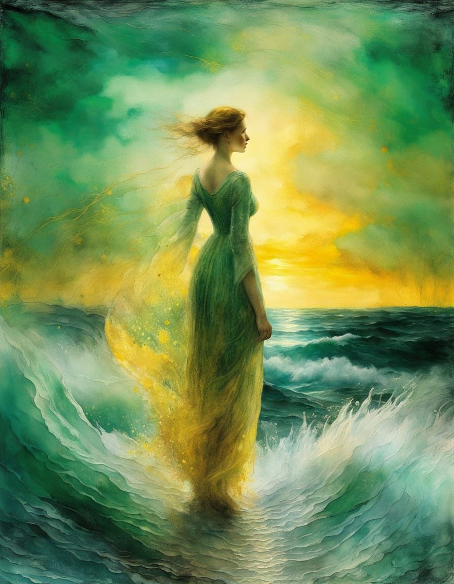 Ethereal Princess in Enchanted Seaside Scene