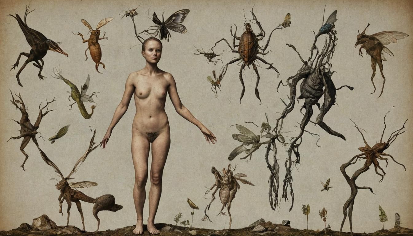 Mystical Creatures Soaring Through a Galactic Creation