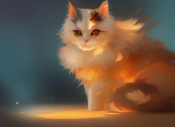 Hyperrealistic Fluffy Kitten Concept Art