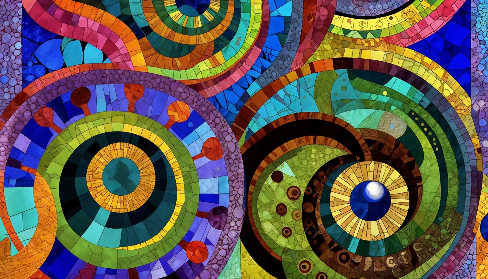 Abstract Sacred Geometry Hive in Mixed Media Collage