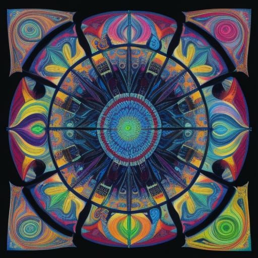 Vibrant Abstract Art with Optical Illusions