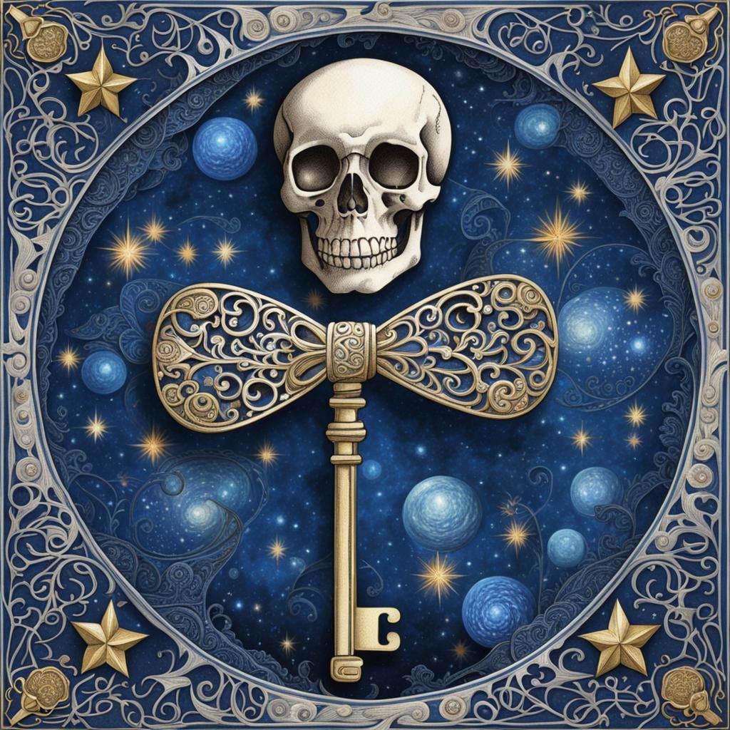 Ornate Skeleton Key on Lacy Handkerchief