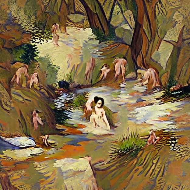Peaceful Creek Bathing: A Moment of Serenity