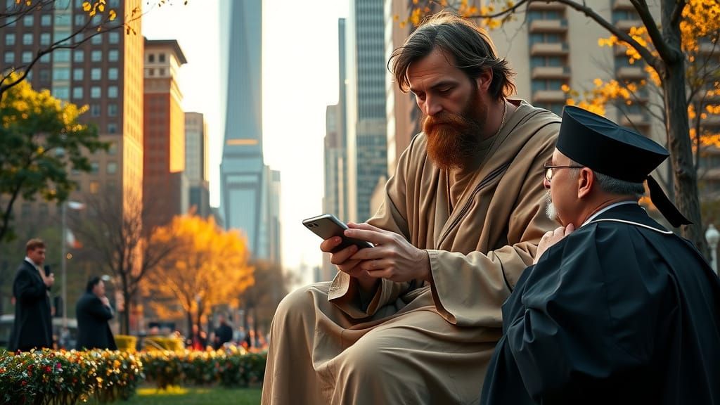 Jesus in a New York City Park: A Photorealistic Scene