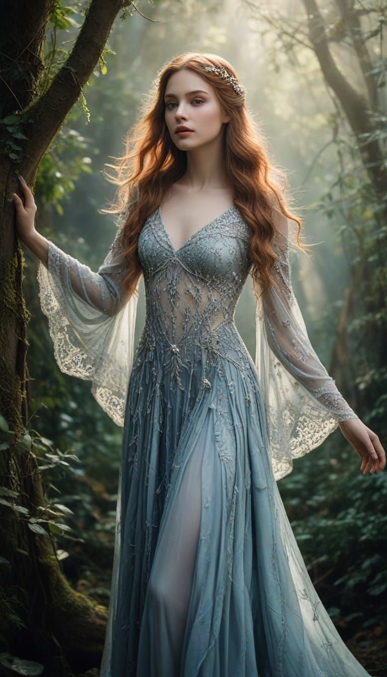 Enchanted Feyre Archeron in Ethereal Dreamlike Atmosphere