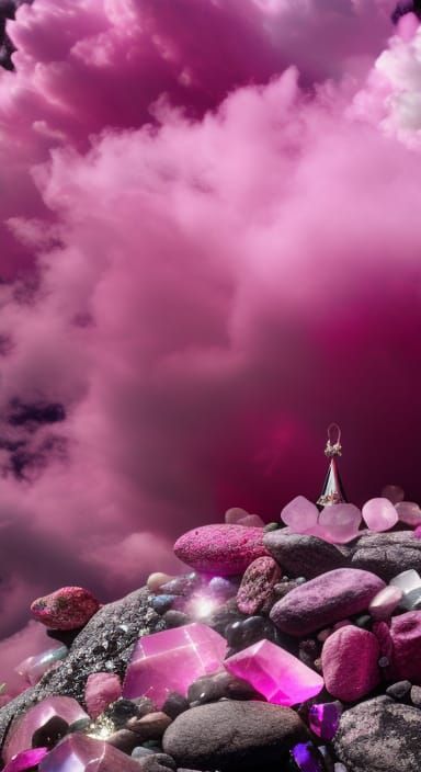 Pink Witch Meditating in the Clouds