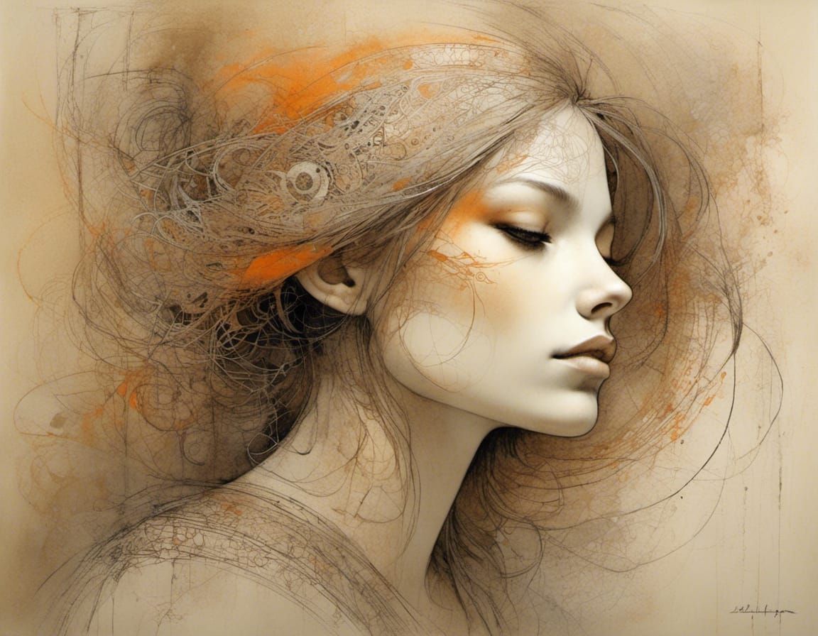 Minimalist Sketch of a Girl in Chiaroscuro Style