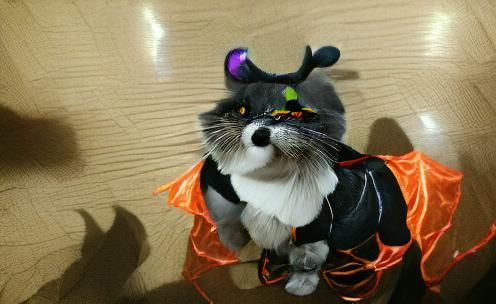 Halloween Cat with Witch Hat and Pumpkin