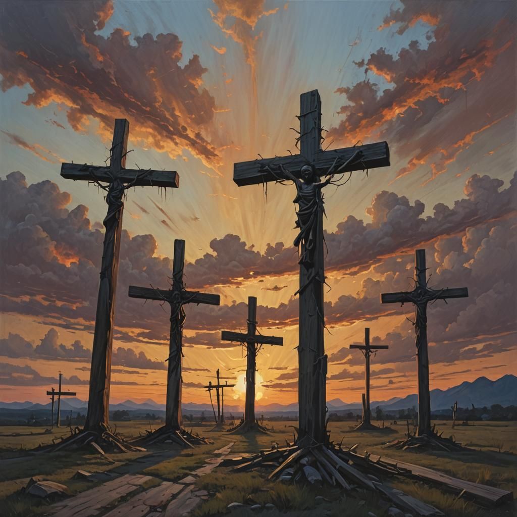 The Three Crosses at Sinister Sunset
