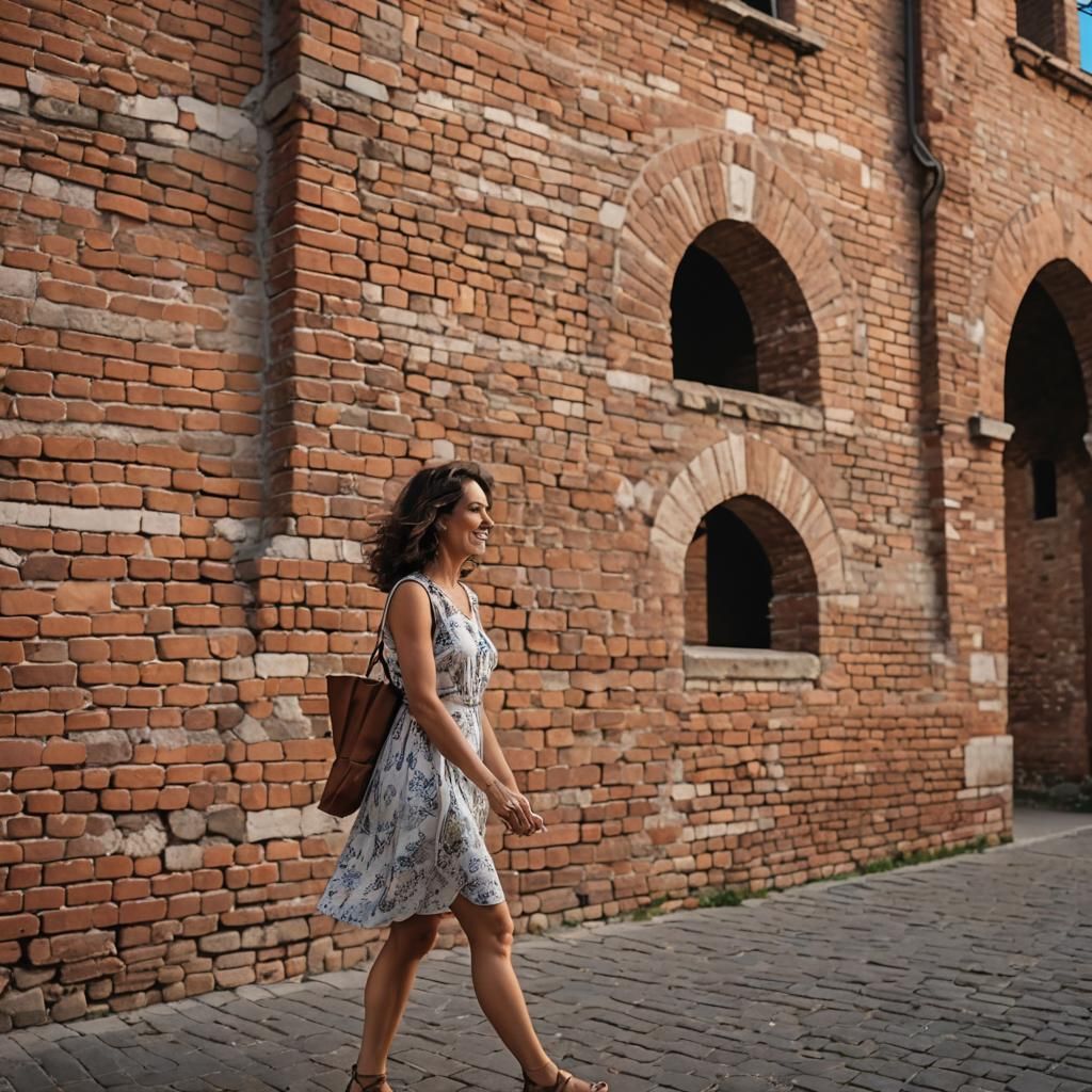 Sunset Walk Near Ancient City Walls of Ferrara