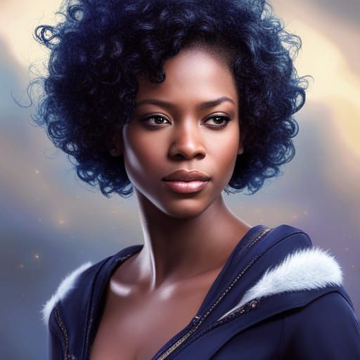 Gorgeous Black Woman with Tiara, Detailed Digital Painting