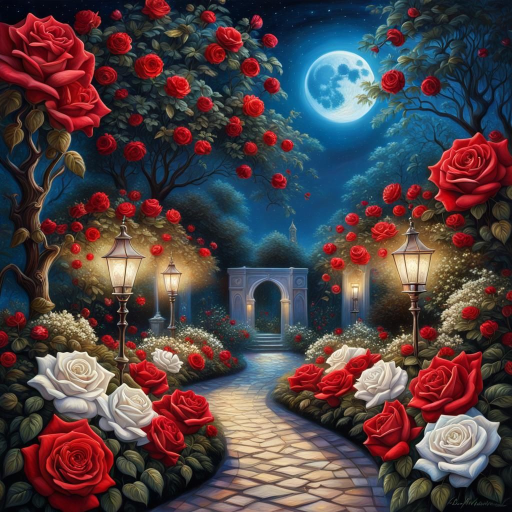 Serene Moonlit garden
