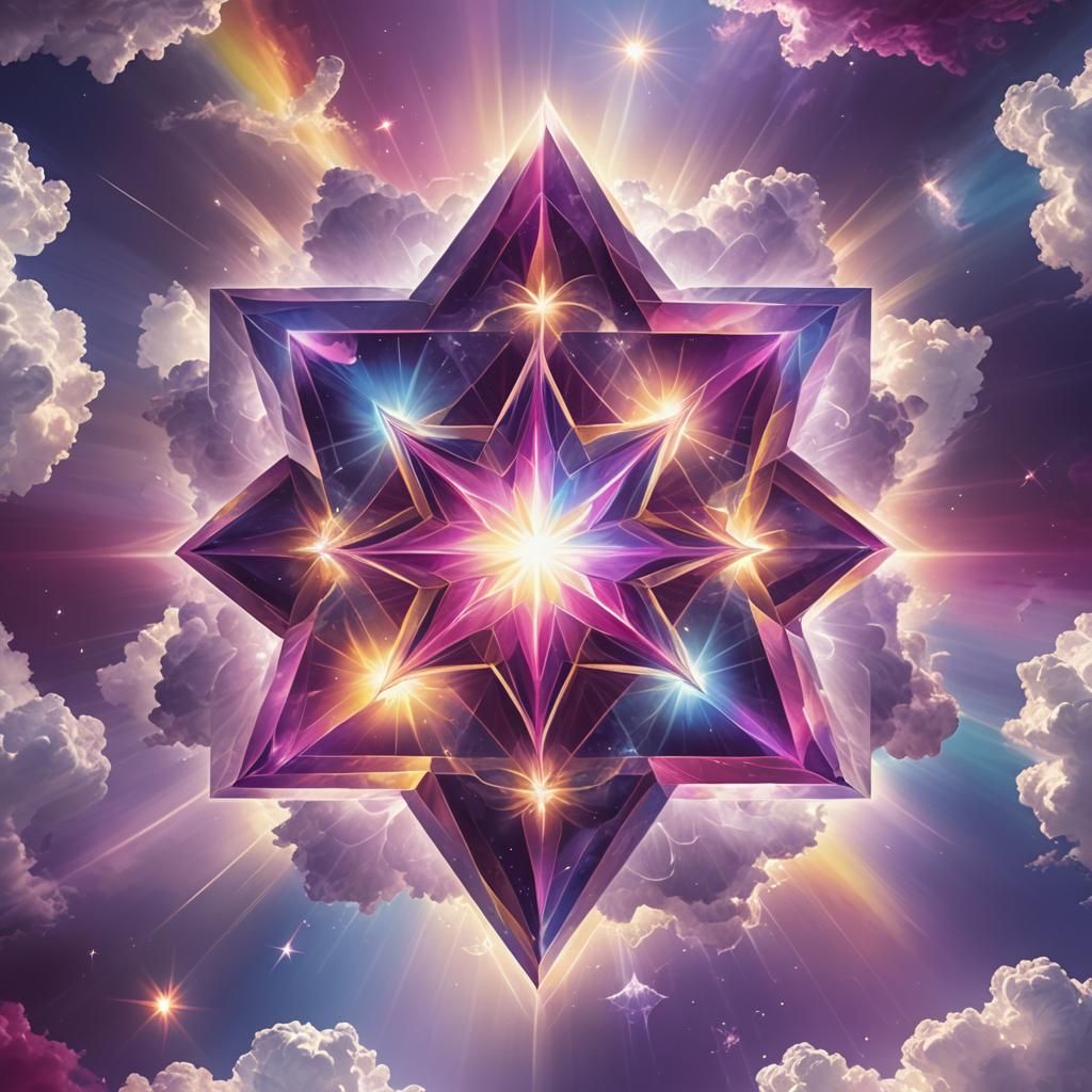 Rainbow Merkaba Star Activation in Realistic Style