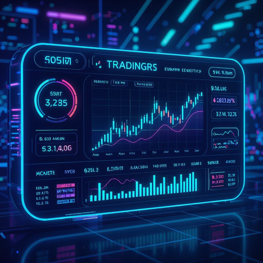 Futuristic Trading Platform with Neon Accents
