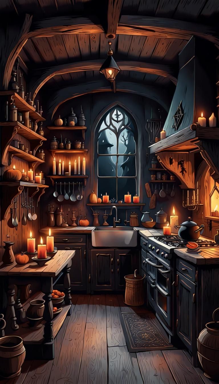 Gothic Wizard Kitchen: Spooky Candlelit Witcher Ritual