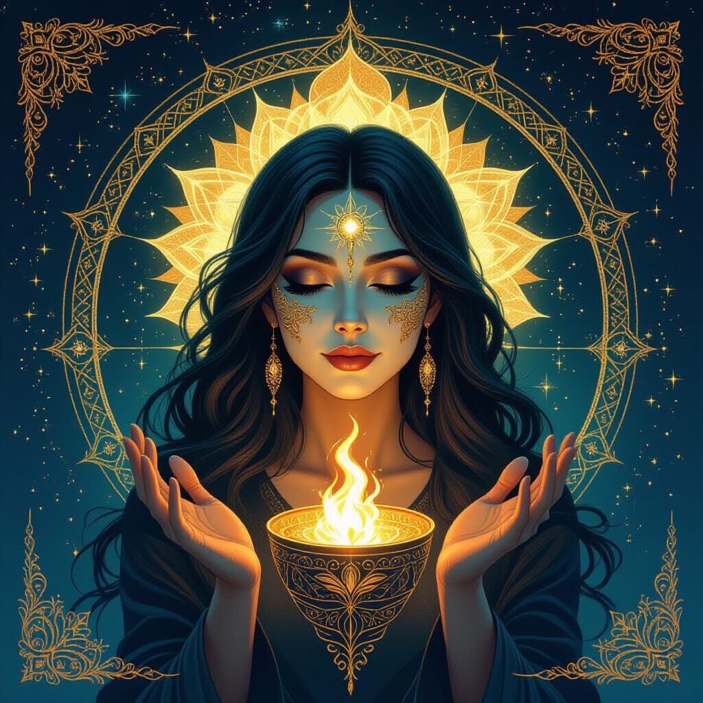 Cosmic Soul Mandala in Sacred Surrealism Style