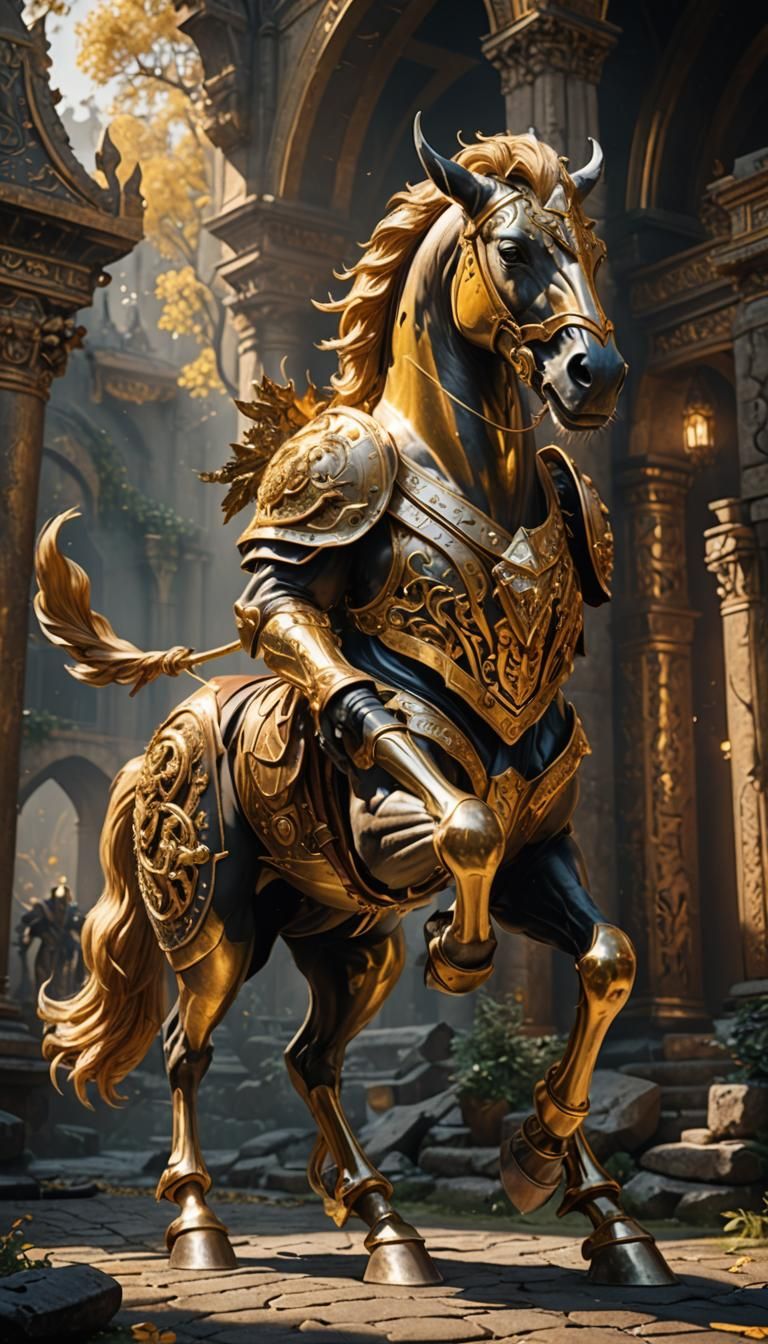 Centaurs in Golden Armor: Fantasy Concept Art
