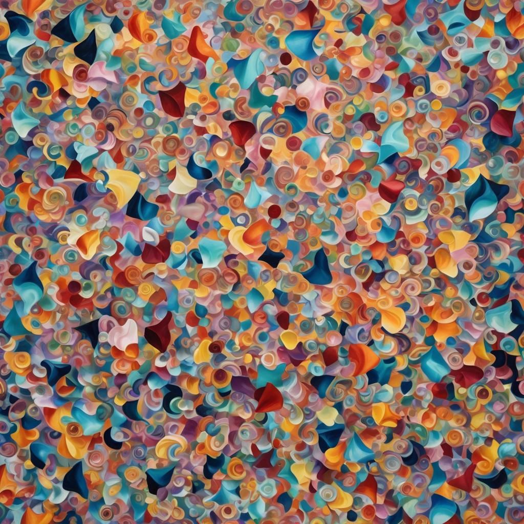 Abstract Geometric Shapes in Ethereal Oil Painting