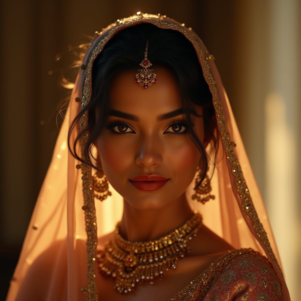 Stunning Indian Woman in Traditional Attire with Radiant Glo...