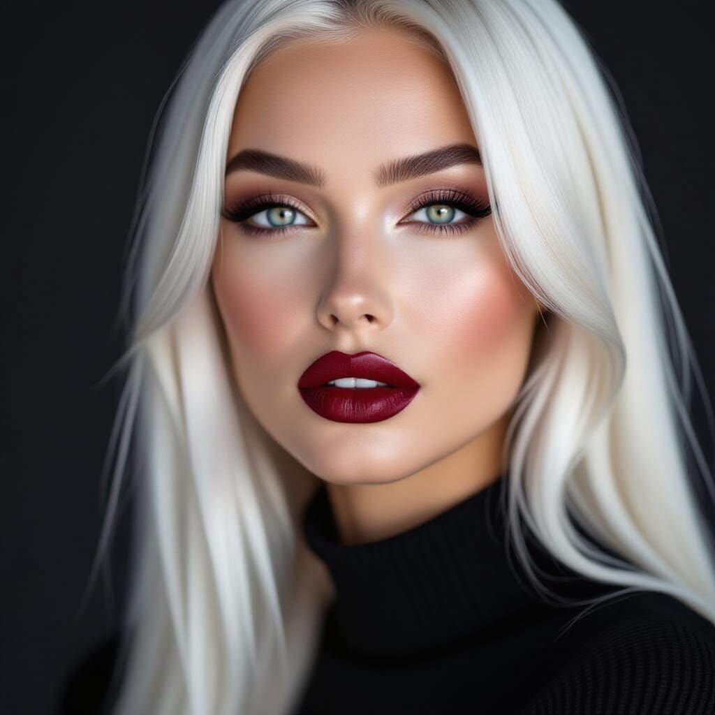 High-Resolution Portrait of a Blonde with Bold Makeup