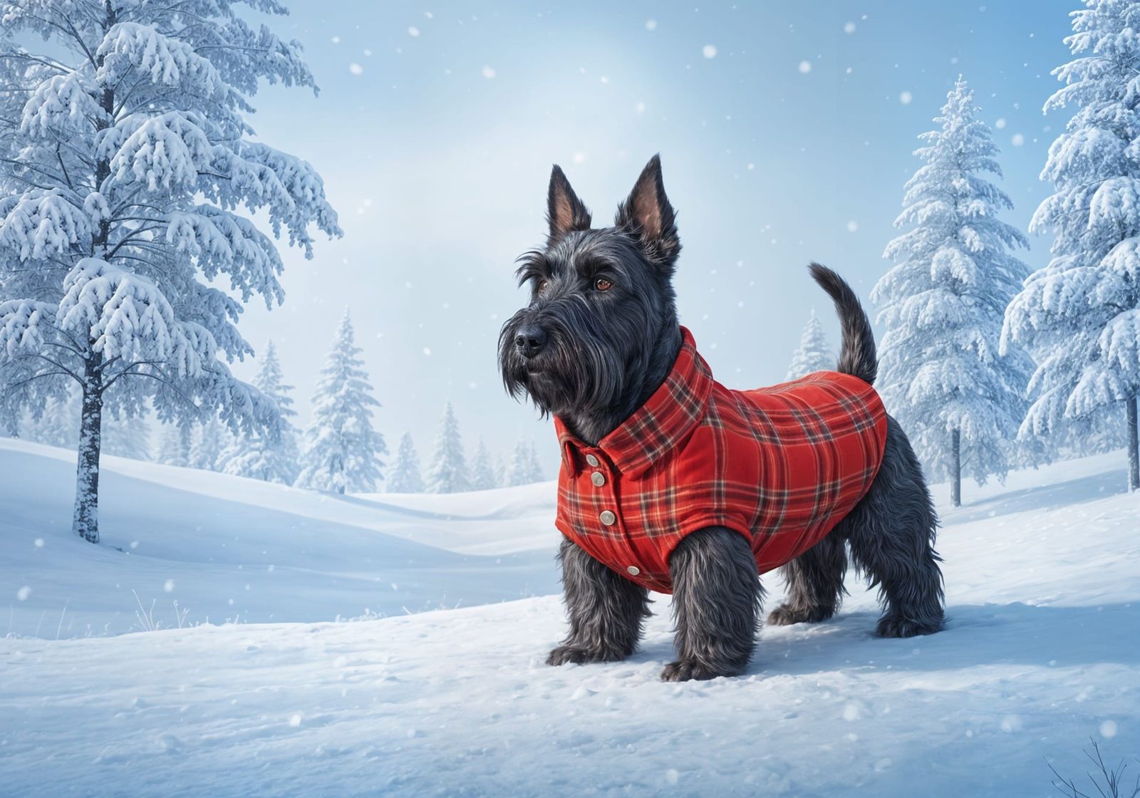 Scottish Terrier in Winter Landscape Concept Art