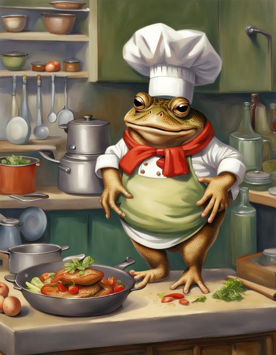 Toad Chef Cooking in a Kitchen