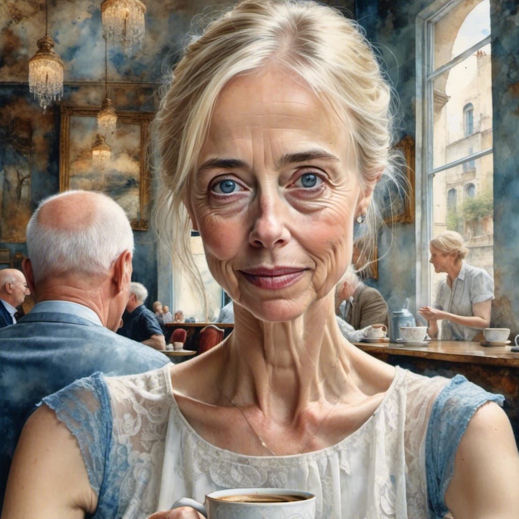 Friends Share Coffee in Intimate Cafe Scene