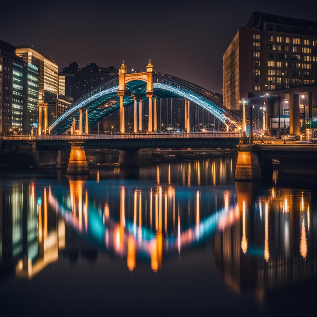 Vibrant Night Cityscape with Bright Lights and Bokeh