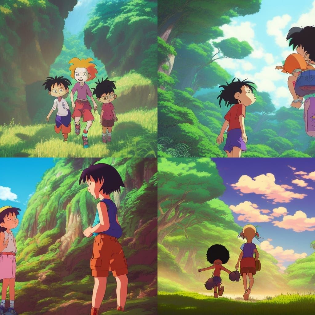 Rugrats Go Wild in Studio Ghibli Anime Style