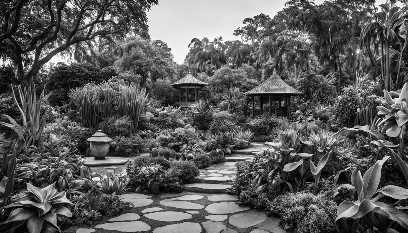 Botanical Garden of Eden in Detailed Ink Drawing