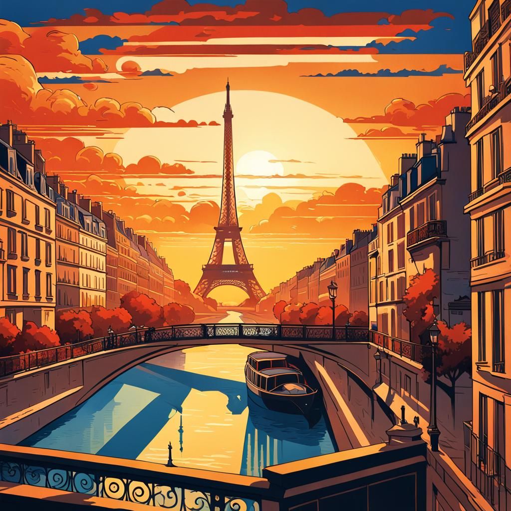 Art Deco Eiffel Tower Travel Poster