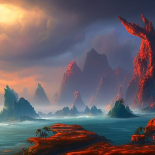 Fantastical Sky Islands in Detailed Matte Painting