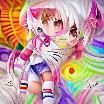 Stylized Anime Catgirl Digital Art