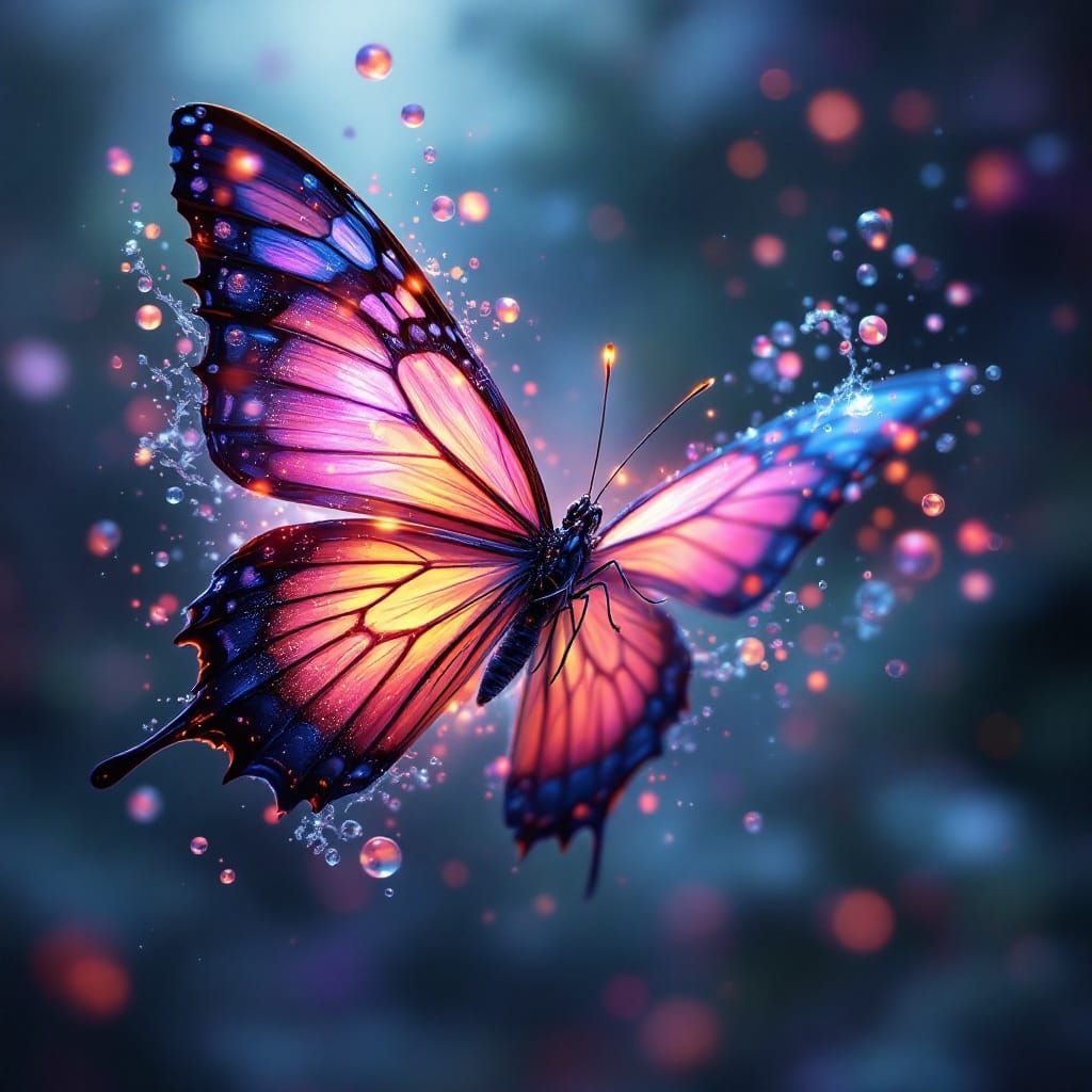 Surreal Butterfly Emerges from Radiant Bloom