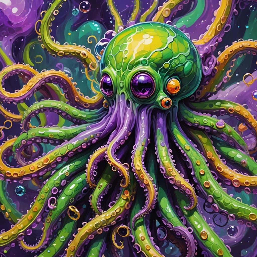 Expressionist Creature with Tentacles in Digital Painting