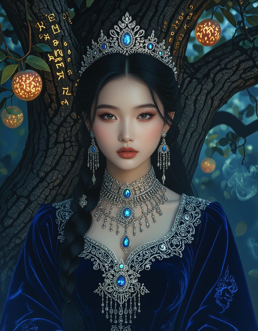 Hmong Queen in Mystical Forest, Dark Fantasy