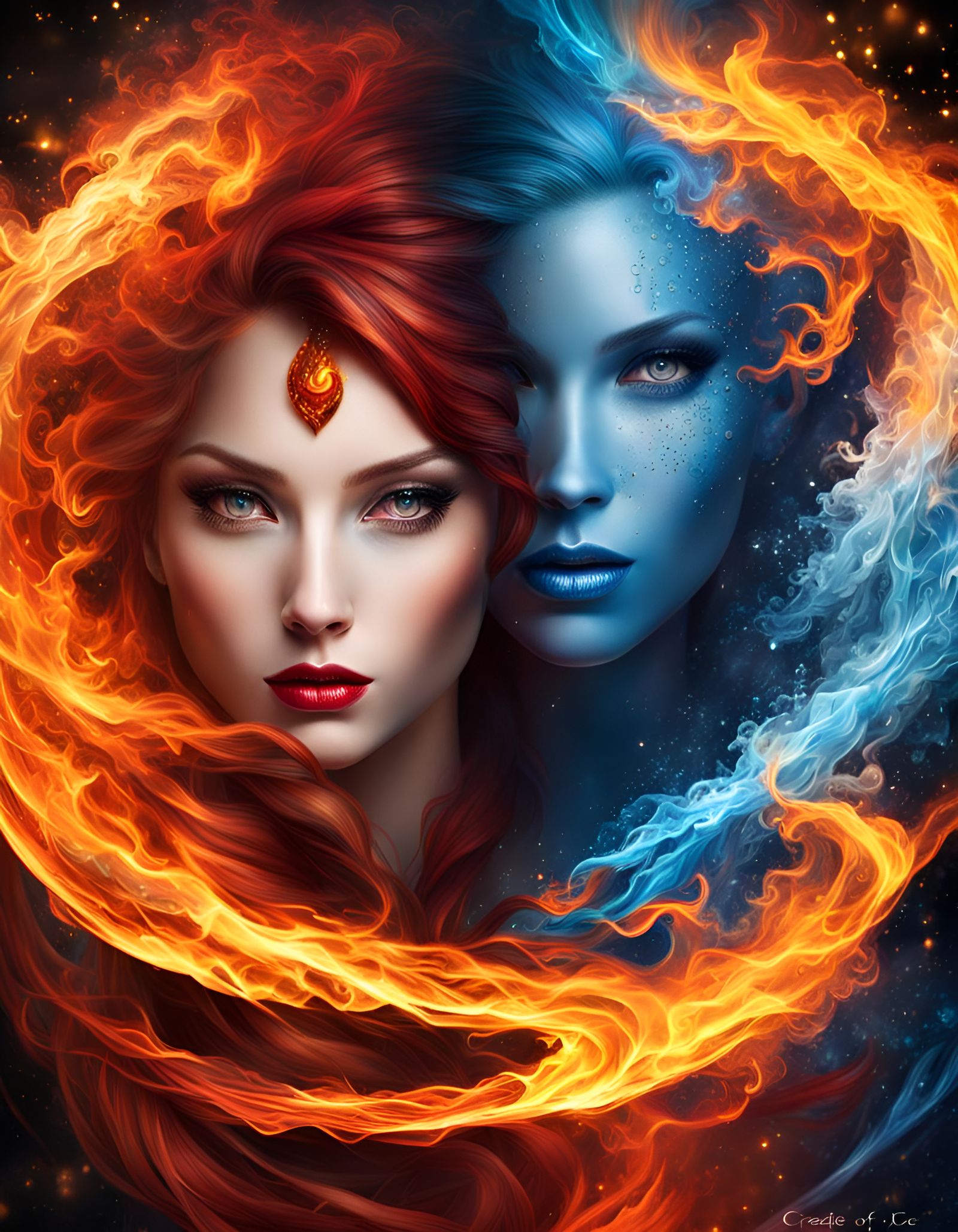 Contradictory Art: Fiery Ice Landscape