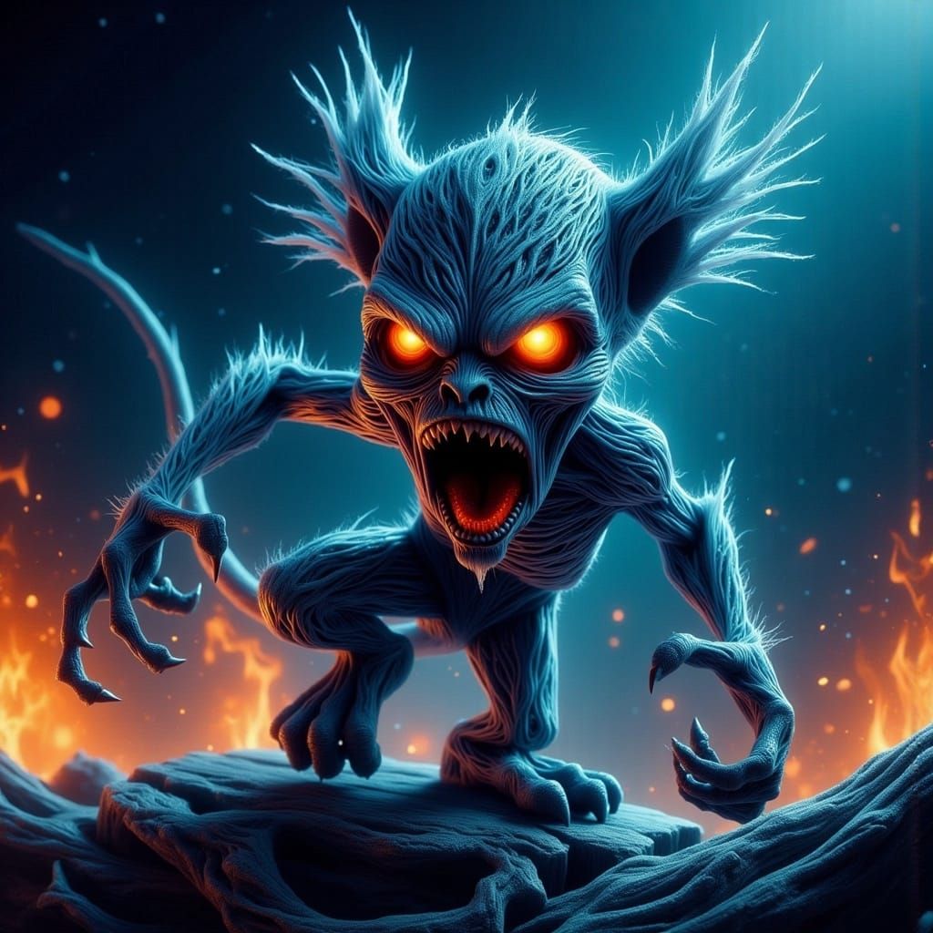 Dark Fantasy Smurf Scream in Cosmic Void